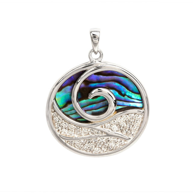 Anhänger 925 Sterling Silber rhodiniert Abalone und Zirkonia - Avrum