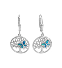 Ohrhänger 925 Sterling Silber rhodiniert synth. Opal blau - Avrum