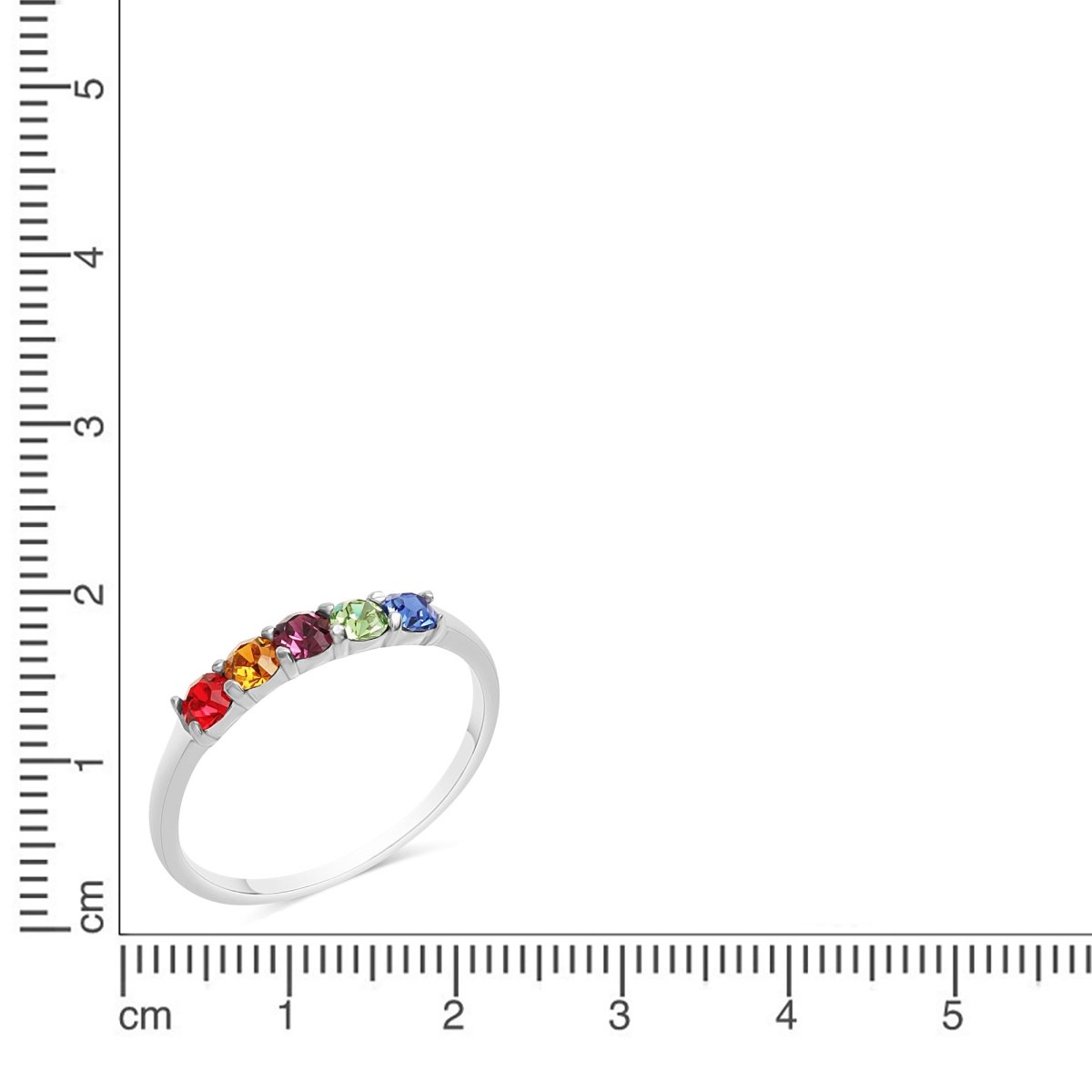 Ring Silber 925 rhodiniert mit bunten Kristallen - Avrum