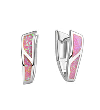 Klappcreolen 925 - Sterling Silber rhodiniert synth. Opal pink - Avrum