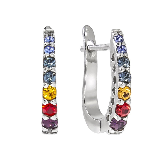 Klappcreolen 925 Sterling Silber rhodiniert Kristall bunt - Avrum