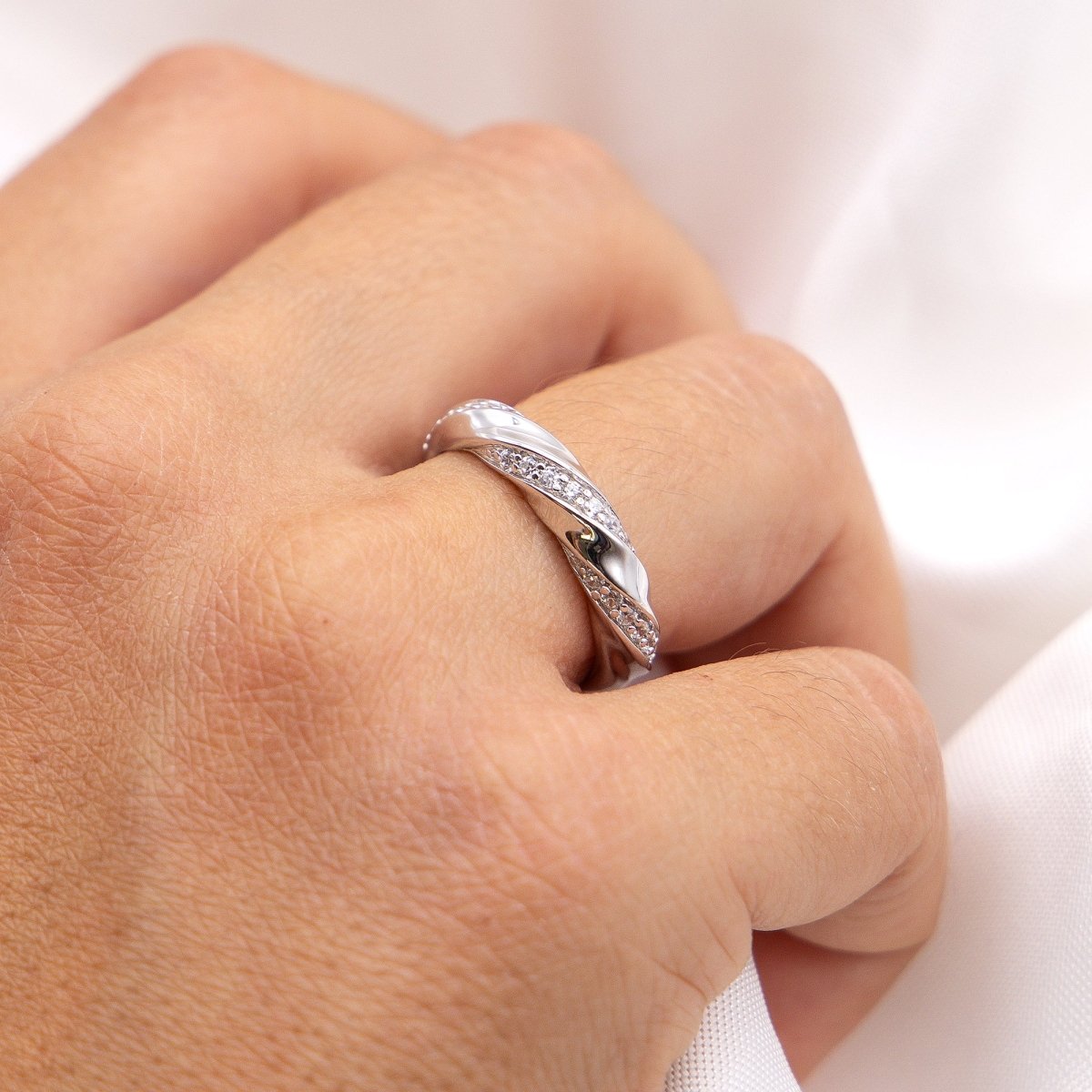 Ring Silber 925 rhodiniert mit Zirkonia weiß - Avrum