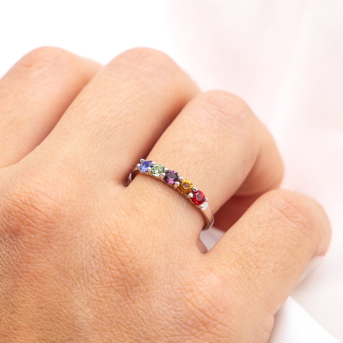 Ring Silber 925 rhodiniert mit bunten Kristallen - Avrum