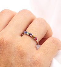 Ring Silber 925 rhodiniert mit bunten Kristallen - Avrum