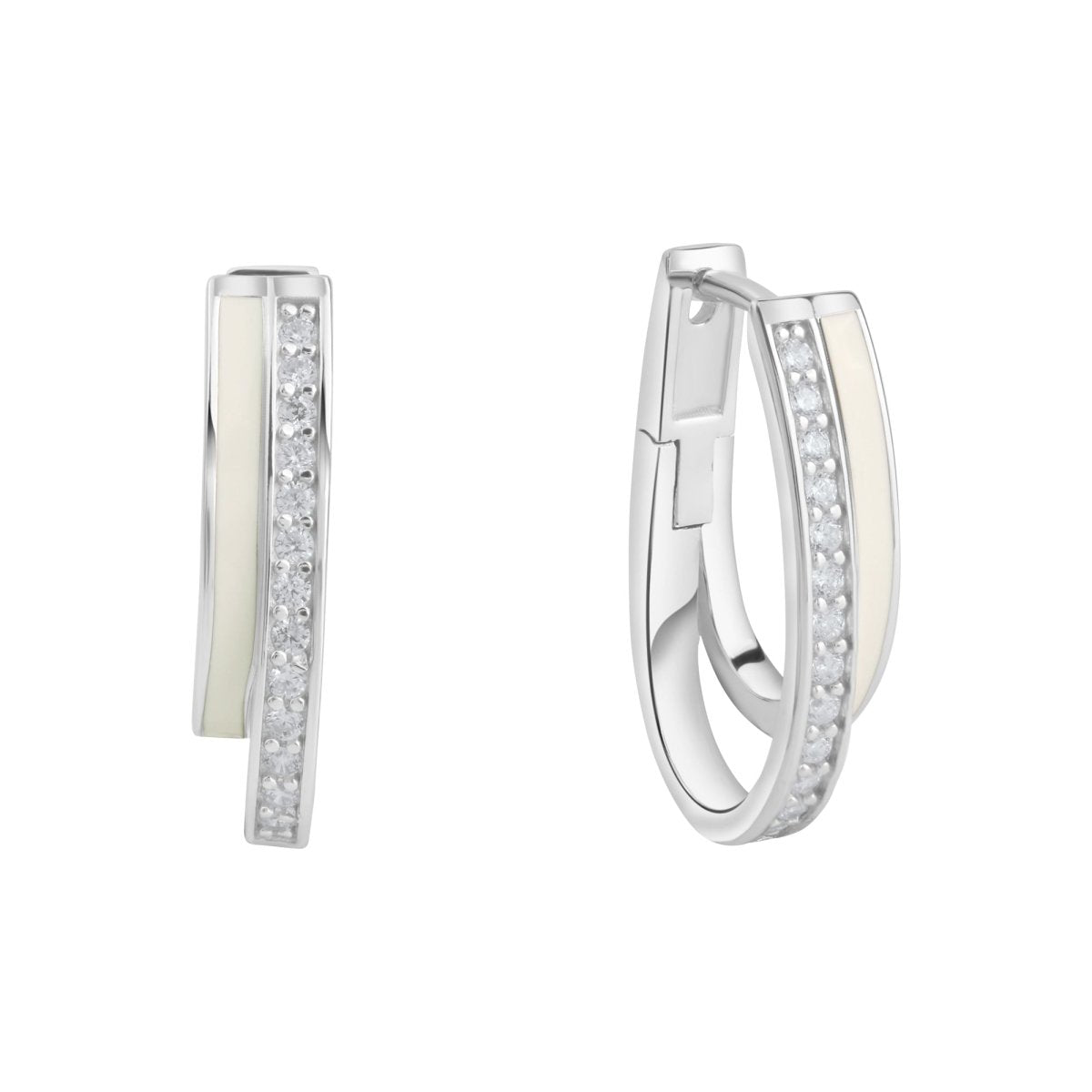 Klappcreolen 925 Sterling Silber Zirkonia Lack - Avrum