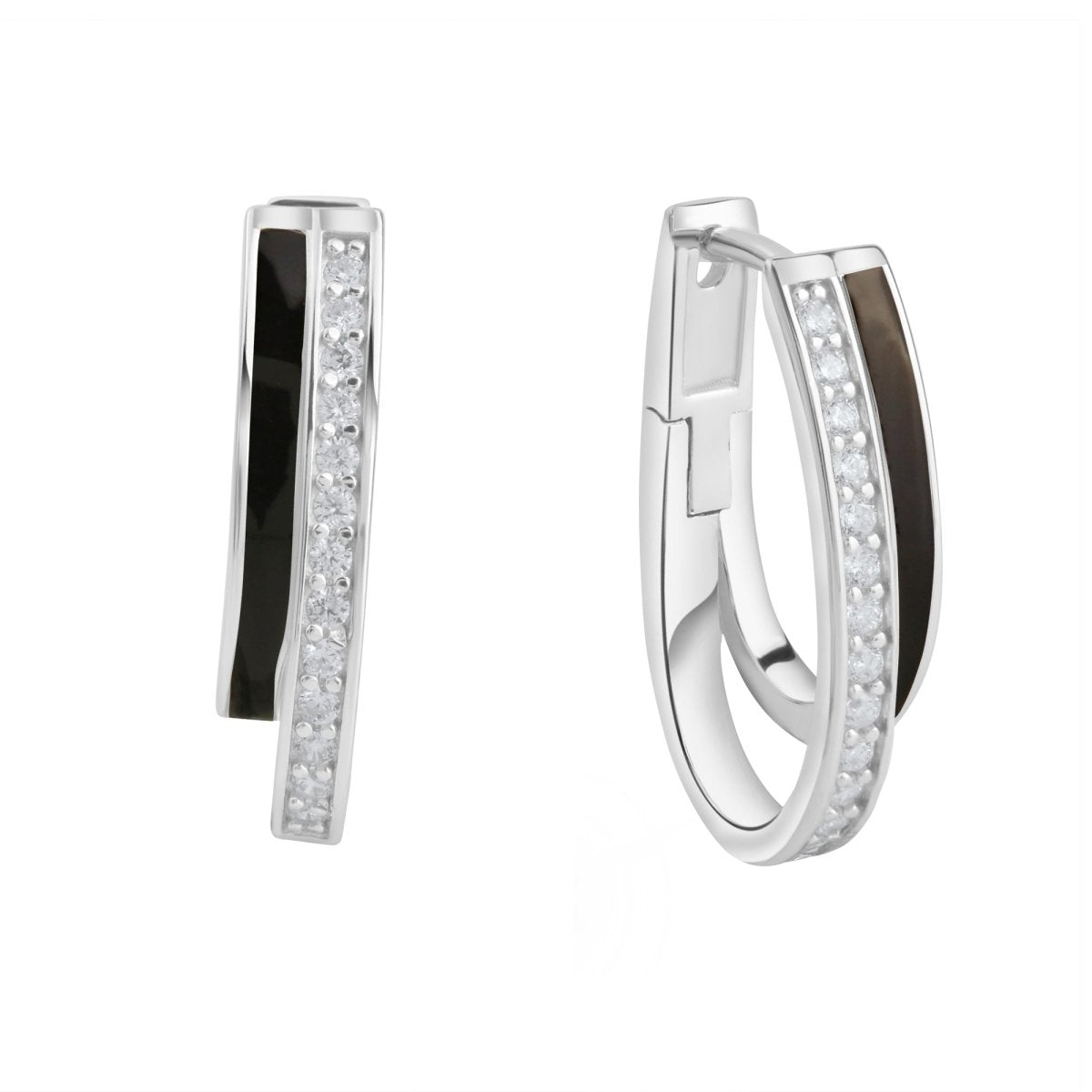 Klappcreolen 925 Sterling Silber Zirkonia Lack - Avrum