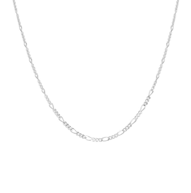 Collier 925 Sterling Silber weiß Figarokette 3:1 38 cm - Avrum