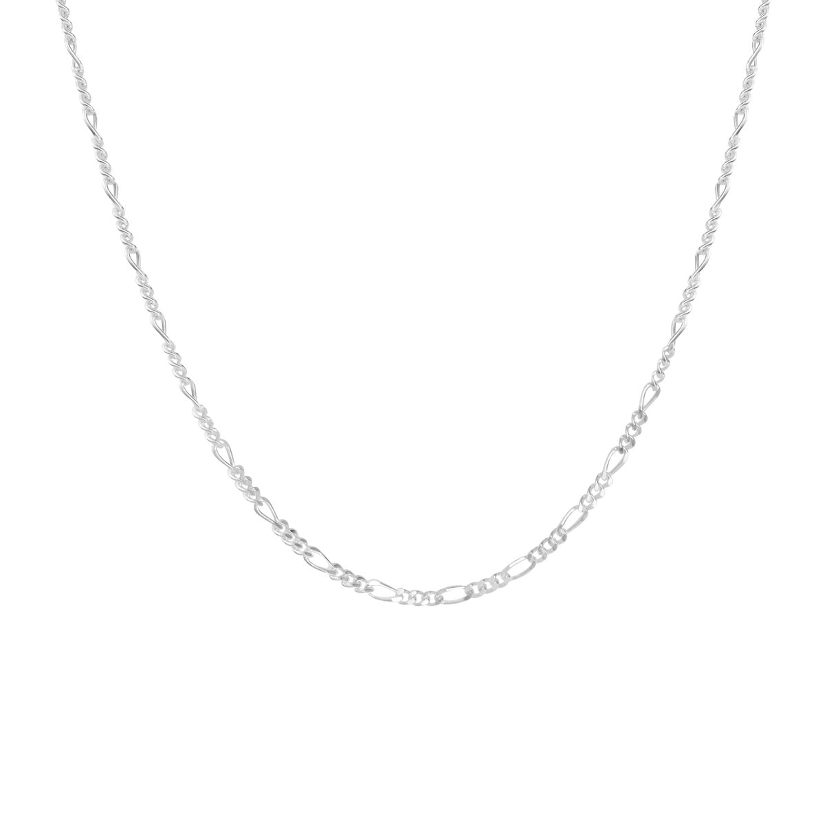 Collier 925 Sterling Silber weiß Figarokette 3:1 38 cm - Avrum
