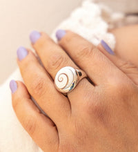 Ring Silber 925 rhodiniert mit weißer Muschel - Avrum