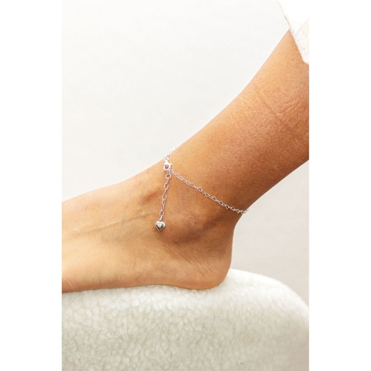 Fusskette Silber 925 mit Herz - Motiv 23 - 26cm - Avrum