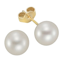 Ohrstecker Gold 375 mit weißer Perle 8 - 8,5mm - Avrum