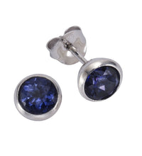 Ohrringe Silber 925 rhodiniert mit Topas dunkelblau (beh.) - Avrum