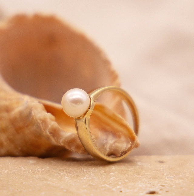 Ring Gold 375 Perle weiß 7,5 - 8mm - Avrum