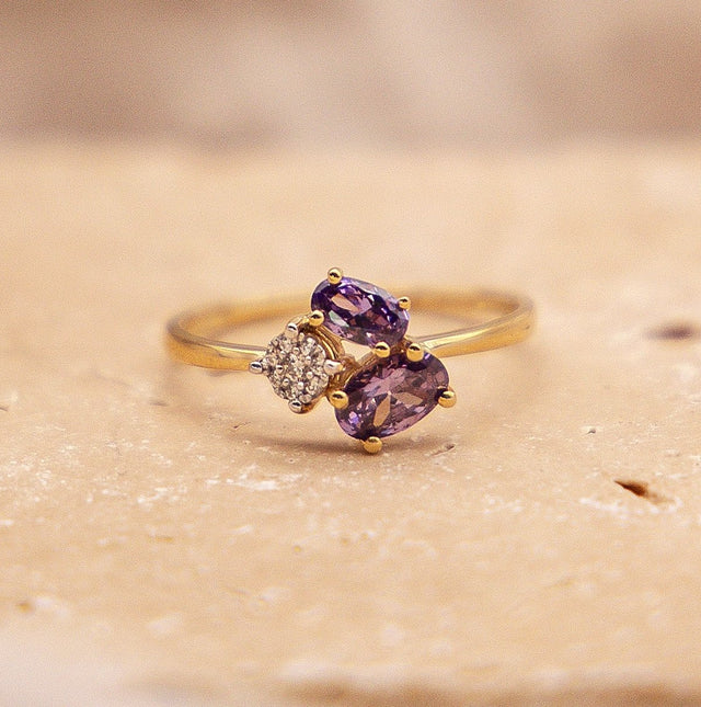 Ring Gold 375 mit echtem Amethyst + Zirkonia - Avrum