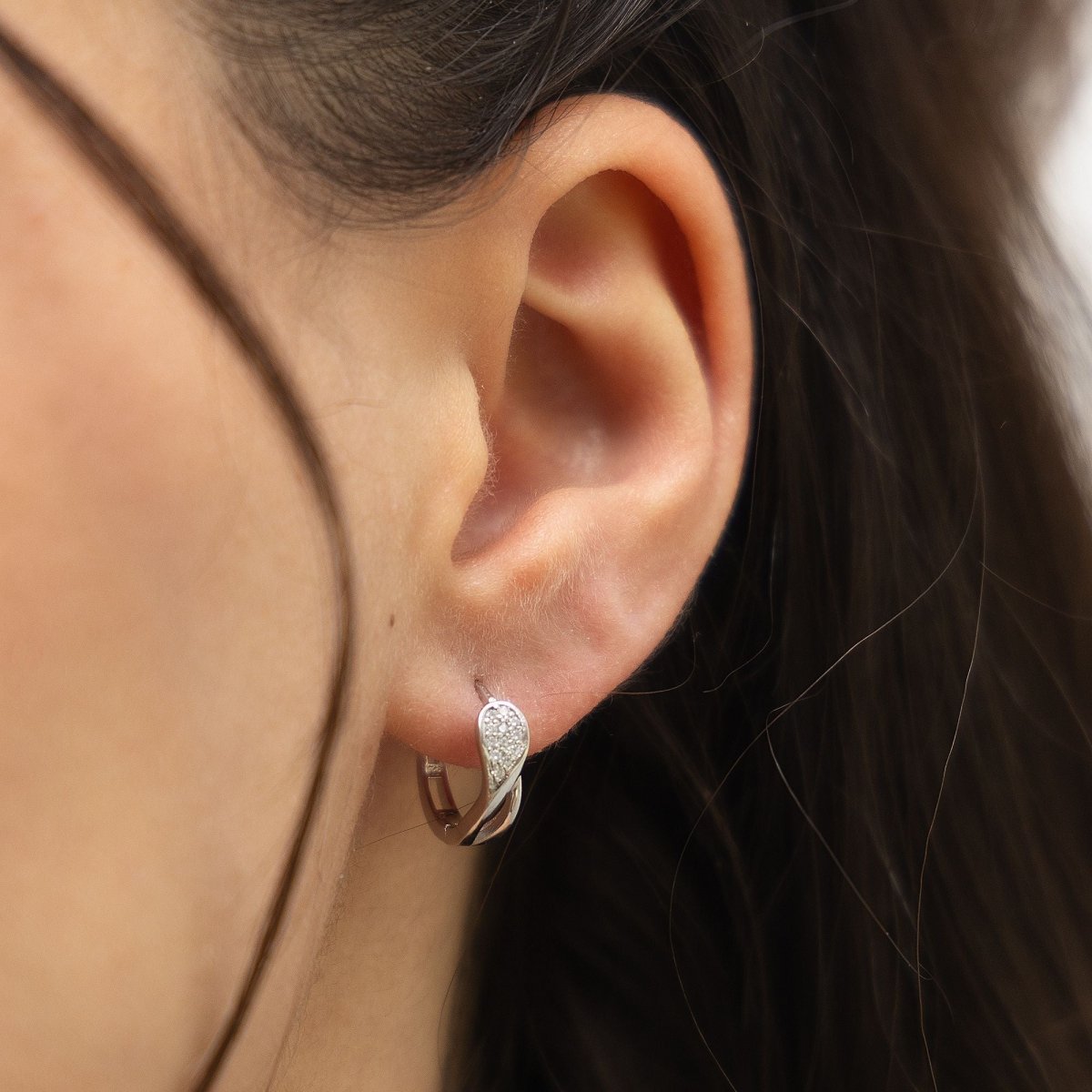 Ohrringe Silber 925 rhodiniert mit 24x Zirkonia weiß - Avrum