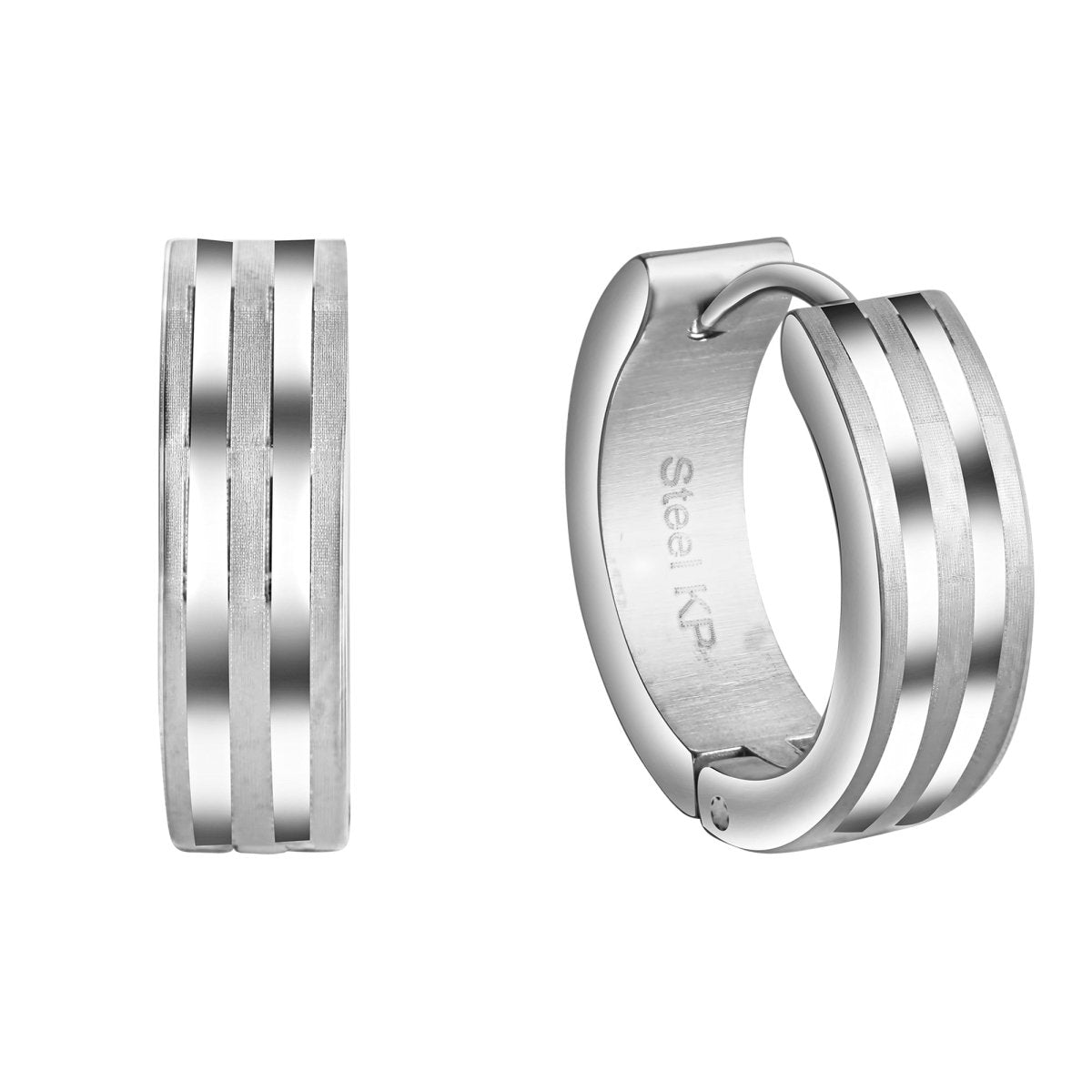 Ohrringe Edelstahl glanz matt 18mm Durchmesser - Avrum