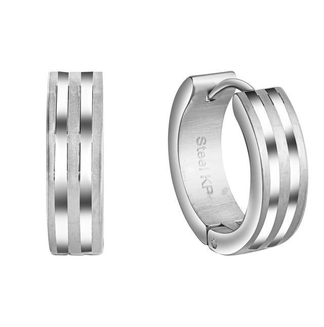 Ohrringe Edelstahl glanz matt 18mm Durchmesser - Avrum