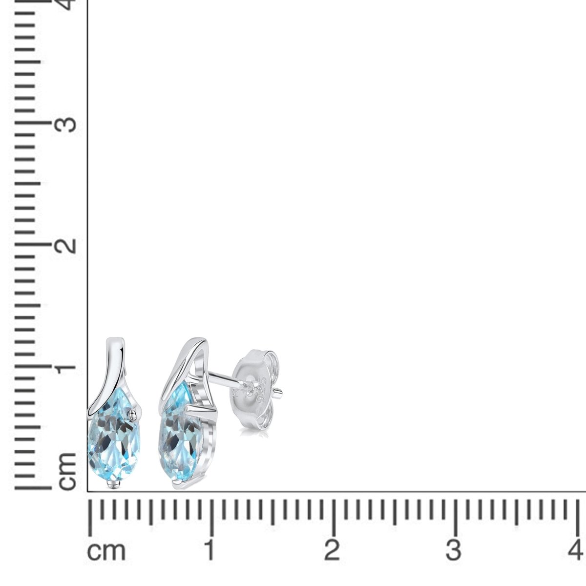 Ohrringe Silber 925 rhodiniert mit Blautopas (beh.) 8x5mm - Avrum