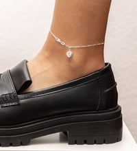 Fußkette 925 Silber mit Herz - Anhänger und Zirkonia weiß 25cm lang - Avrum