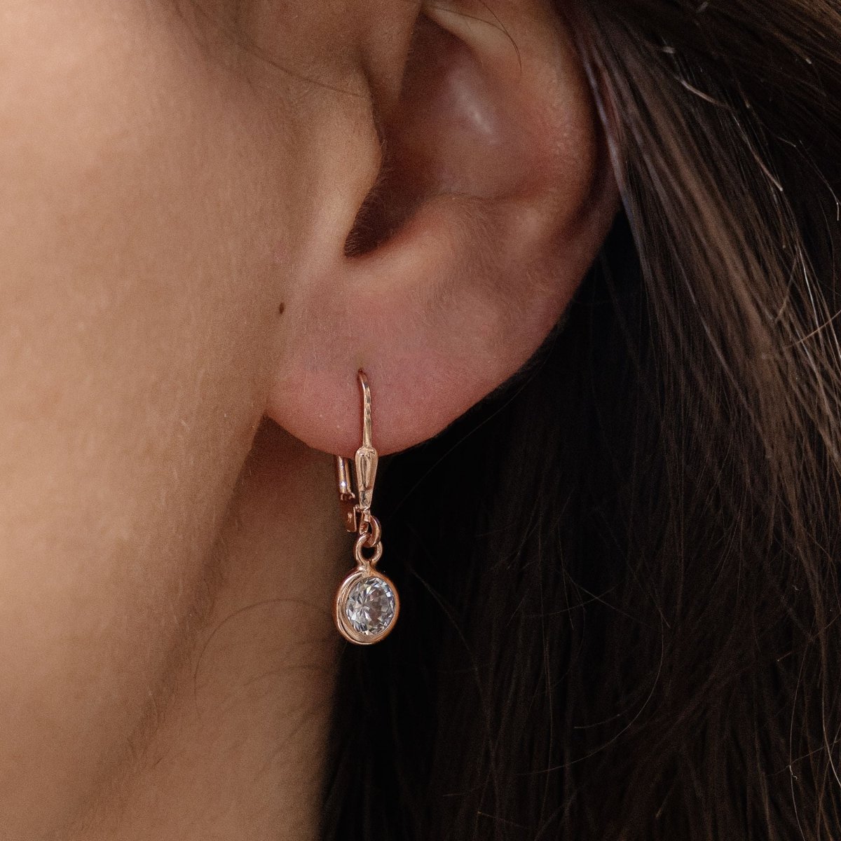 Ohrringe Silber 925 rosé - vergoldet mit Zirkonia weiß 25mm lang - Avrum