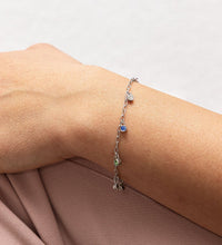 Armband Silber 925 rhodiniert mit bunten Kristallen 16+3cm lang - Avrum