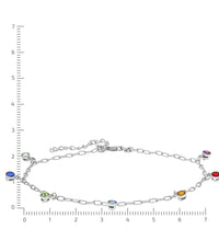 Fußkette Silber 925 rhodiniert mit bunten Kristallen - Avrum