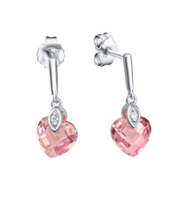 Ohrringe 925 Sterling Silber Zirkonia Herz pink - Avrum