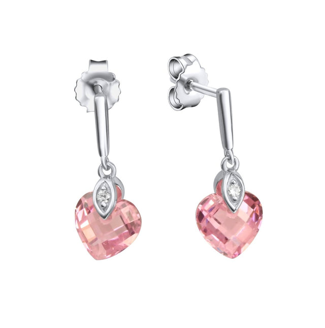 Ohrringe 925 Sterling Silber Zirkonia Herz pink - Avrum