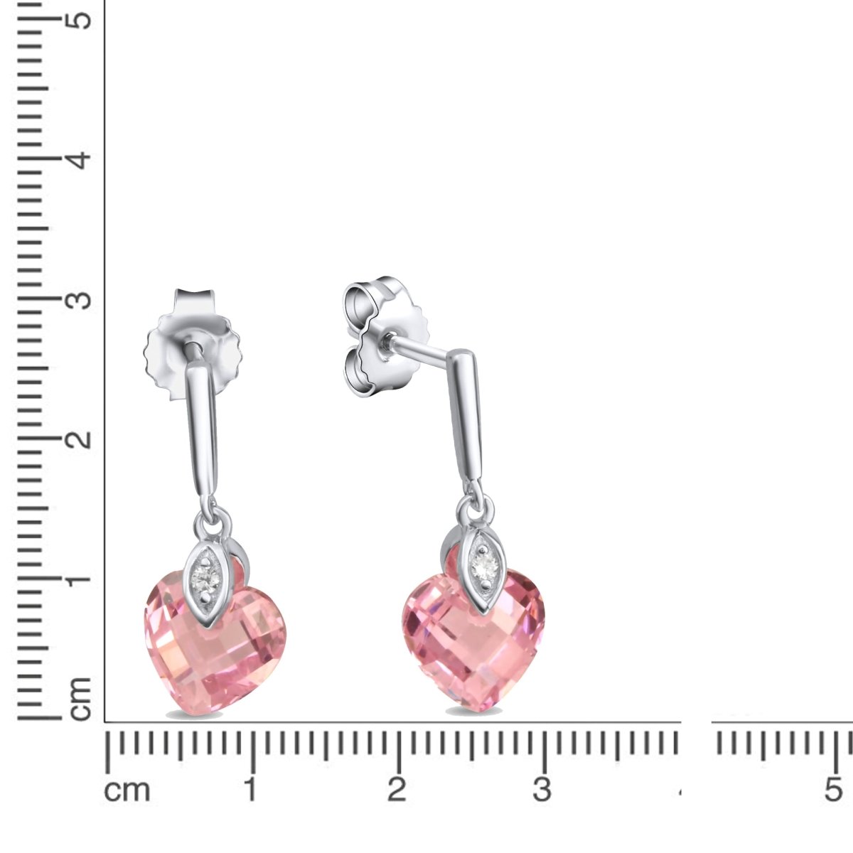 Ohrringe 925 Sterling Silber Zirkonia Herz pink - Avrum