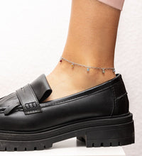 Fußkette Silber 925 rhodiniert mit bunten Kristallen - Avrum