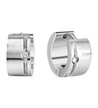 Ohrringe Edelstahl mit weißem Zirkonia 13mm Durchmesser - Avrum