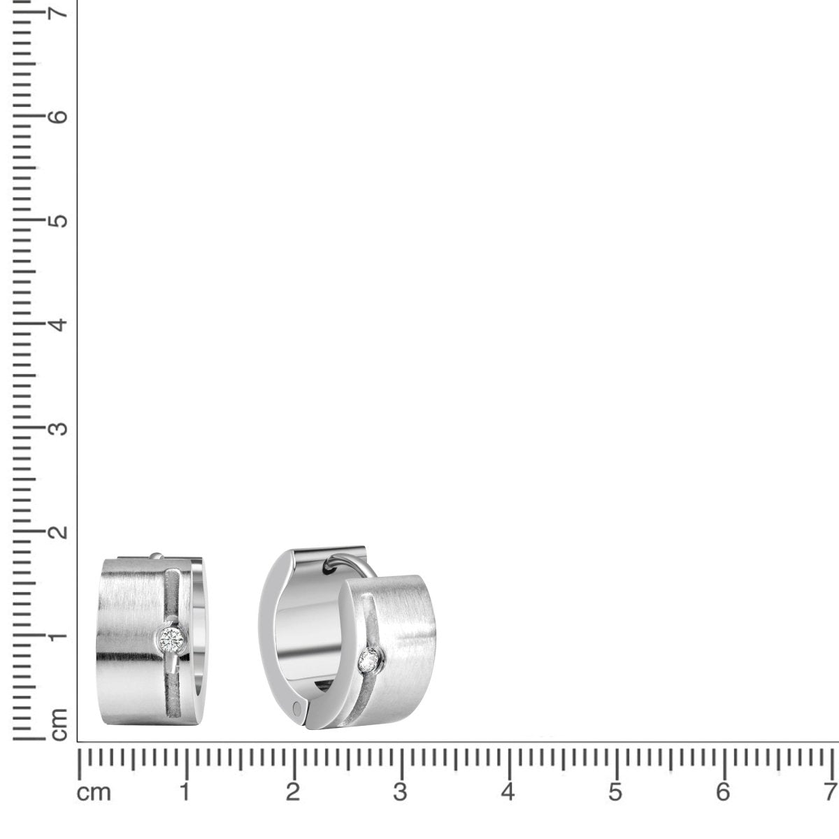 Ohrringe Edelstahl mit weißem Zirkonia 13mm Durchmesser - Avrum