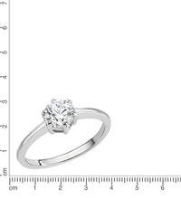 Ring Silber 925 rhodiniert mit weißem Zirkonia - Stein - Avrum