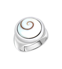 Ring Silber 925 rhodiniert mit weißer Muschel - Avrum