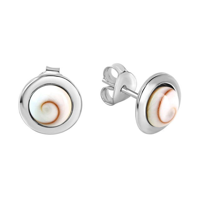 Ohrringe Silber 925 rhodiniert mit weißer Muschel - Avrum