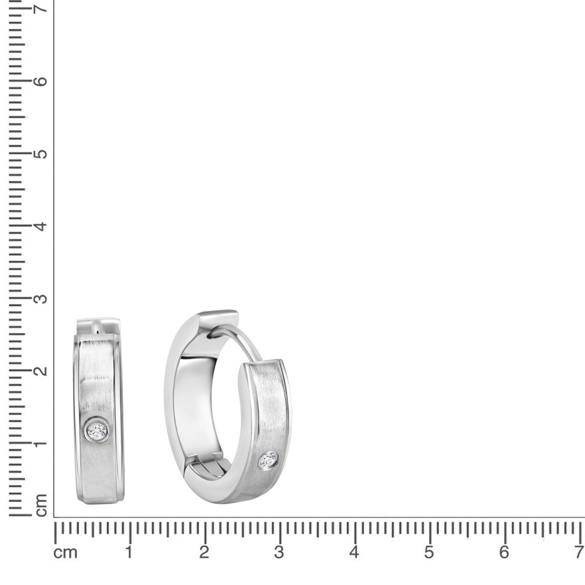 Ohrringe Edelstahl glanz/matt mit weißem Zirkonia - Avrum