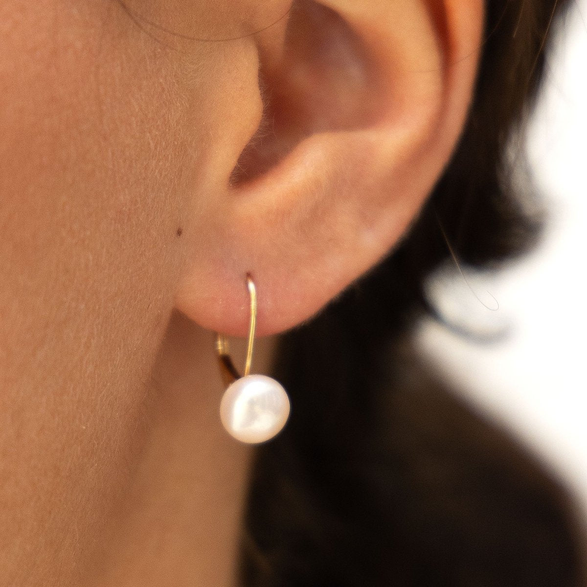 Ohrringe 333 Gold Perlen weiß 8 - 8,5mm - Avrum