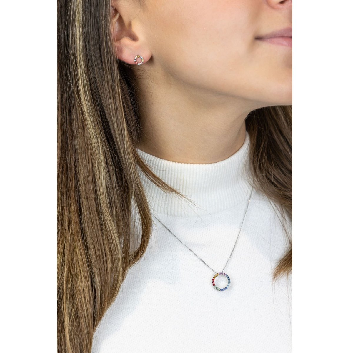 Ohrstecker 925 Sterling Silber rhodiniert Kristall bunt - Avrum