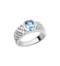 Ring 925 Sterling Silber rhodiniert synth. Blautopas - Avrum