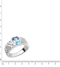 Ring 925 Sterling Silber rhodiniert synth. Blautopas - Avrum