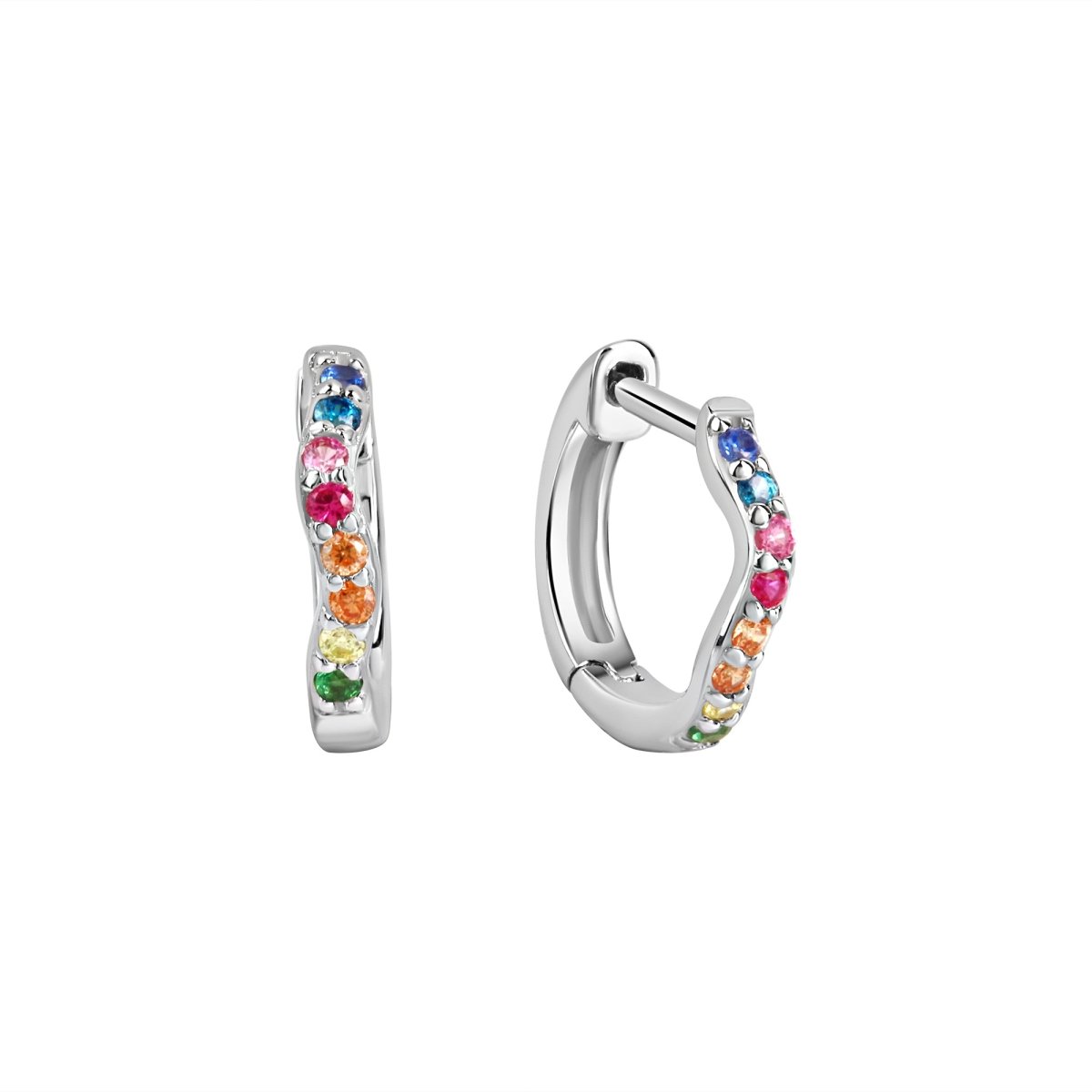 Creolen 925 Sterling Silber rhodiniert bunte Zirkonia - Avrum