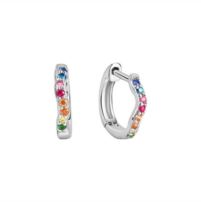 Creolen 925 Sterling Silber rhodiniert bunte Zirkonia - Avrum