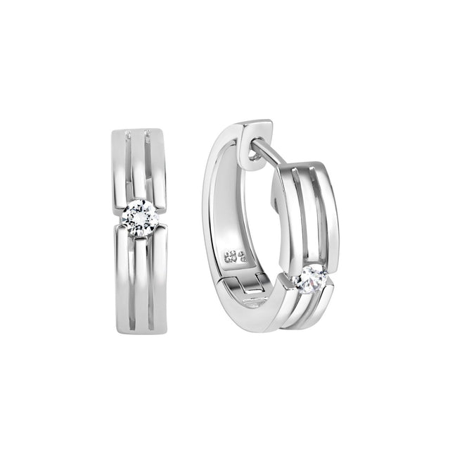 Creolen 925 Sterling Silber rhodiniert 2 Zirkonia - Avrum