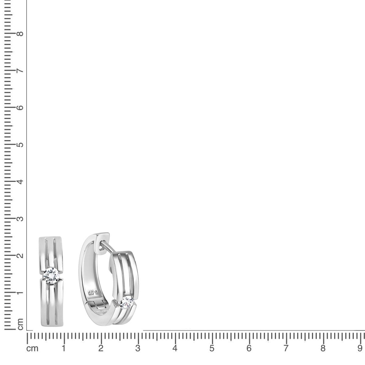 Creolen 925 Sterling Silber rhodiniert 2 Zirkonia - Avrum