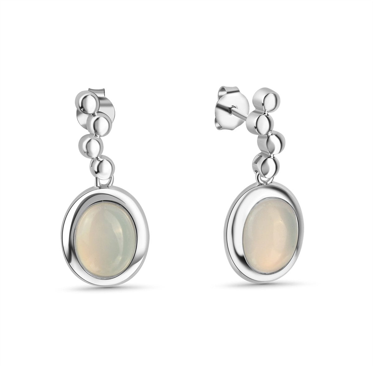 Ohrstecker 925 Sterling Silber rhodiniert Katzenauge hellblau - Avrum