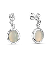 Ohrstecker 925 Sterling Silber rhodiniert Katzenauge hellblau - Avrum