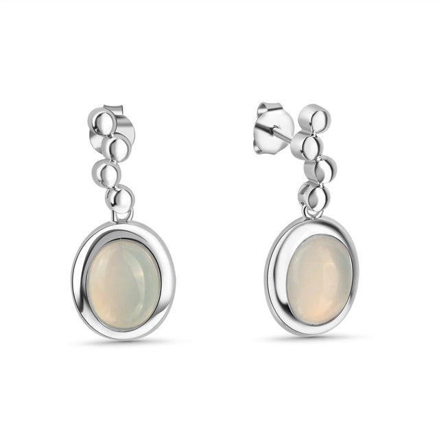 Ohrstecker 925 Sterling Silber rhodiniert Katzenauge hellblau - Avrum