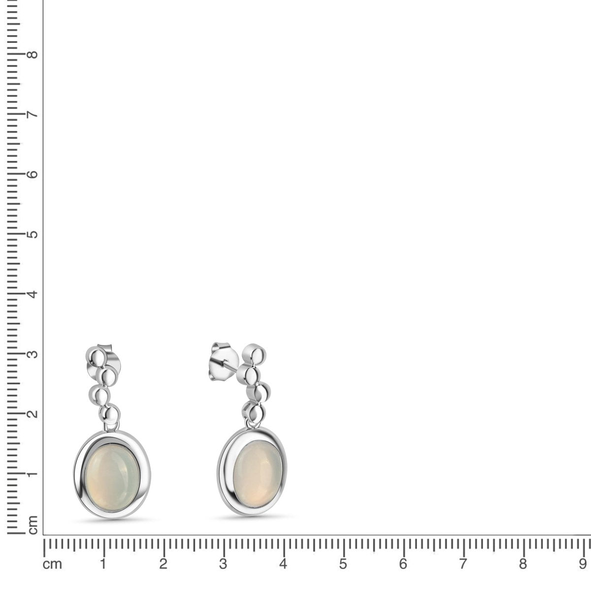 Ohrstecker 925 Sterling Silber rhodiniert Katzenauge hellblau - Avrum