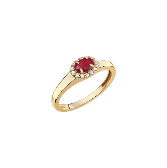 Ring 333 Gelbgold Rubin und Zirkonia - Avrum