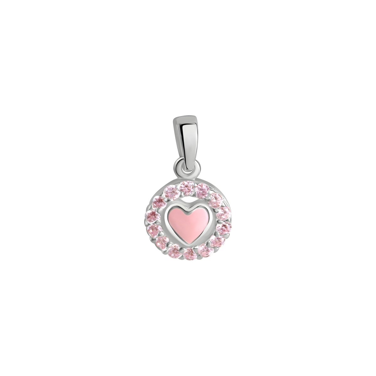 Anhänger 925 Sterling Silber rhodiniert Herz pink Zirkonia - Avrum